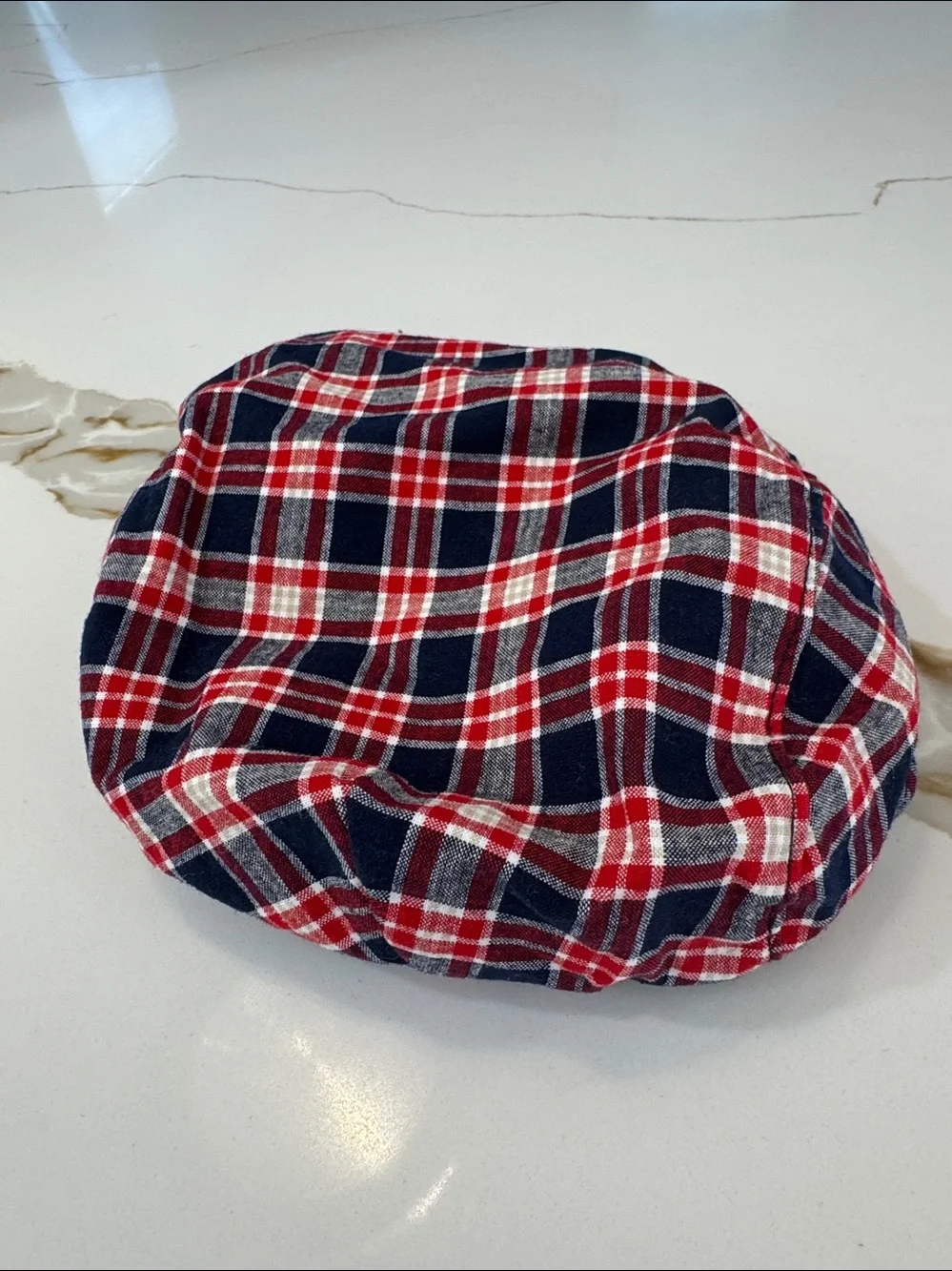 Janie and Jack Red Navy Plaid Newsboy Cap